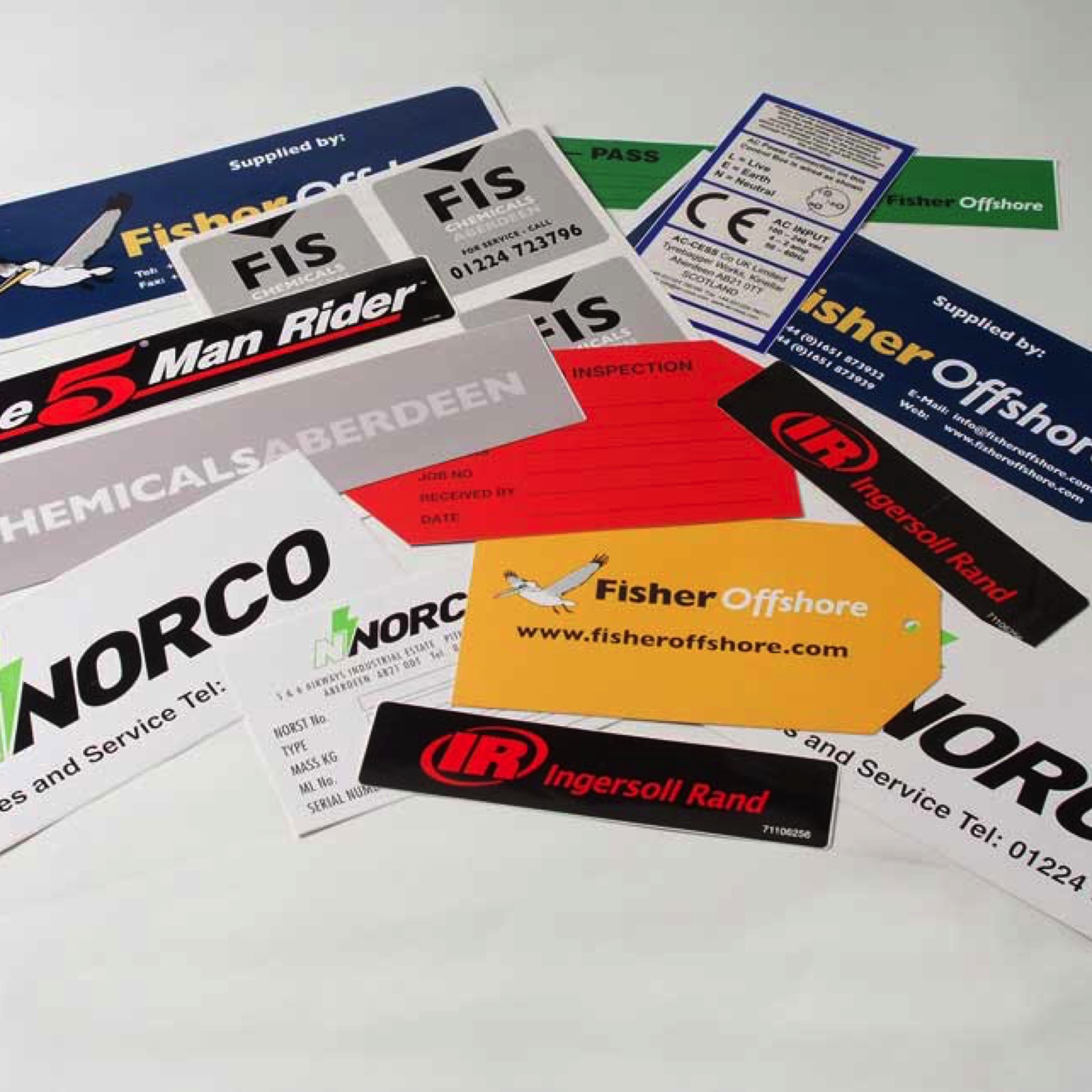 vinyl labels, tags, screen printed and digital