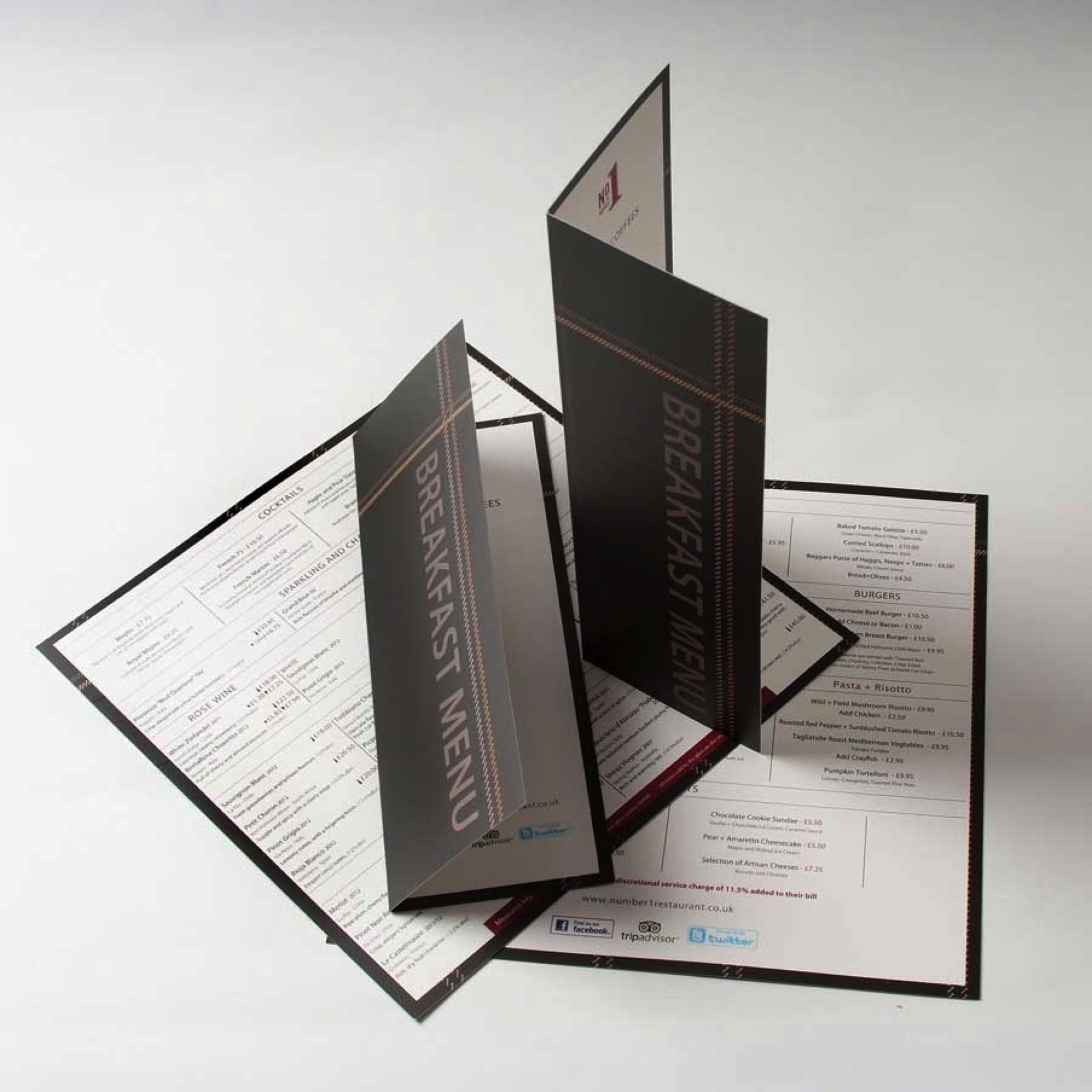 double sided and folded menus